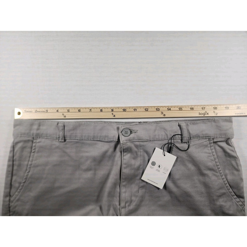 Brisk Chino Shorts Mens 36 Grey Solid Stretch Casual Summer Golf Church Everyday - Picture 4 of 8